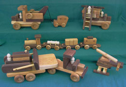 handmade wooden trains